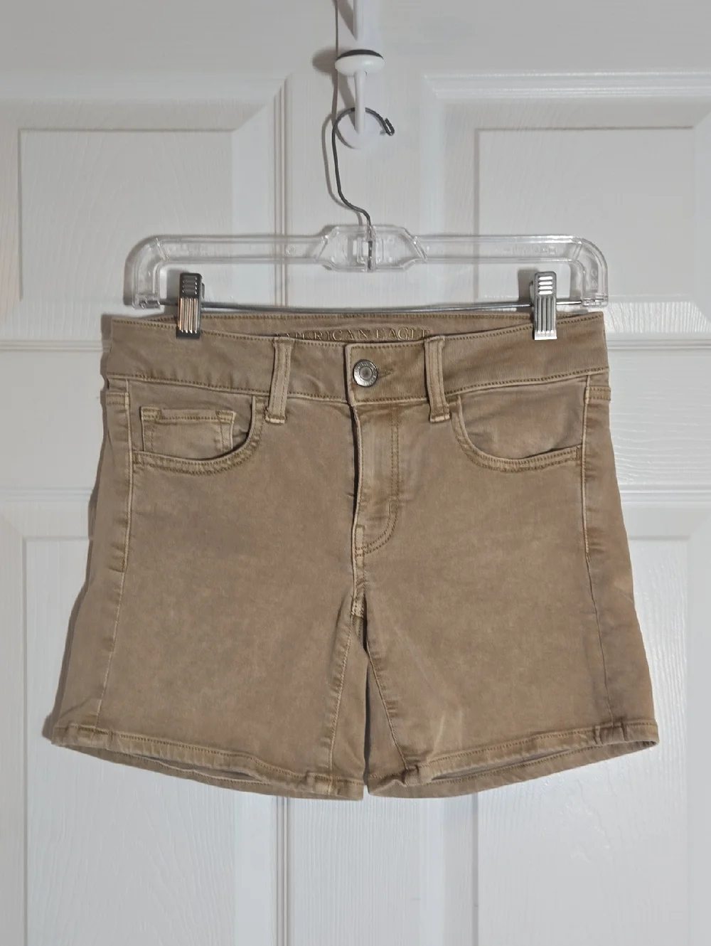 American Eagle Outfitters Tan Midi Jean Shorts Size 4 - Picture 1 of 6